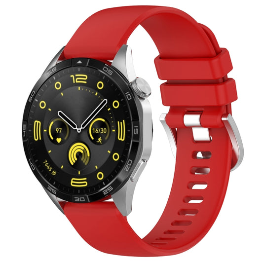 For Huawei Watch GT 5 Pro 42mm Liquid Glossy Silver Buckle Silicone Watch Band(Red) by bashfashion