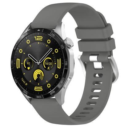 For Huawei Watch GT 5 Pro 42mm Liquid Glossy Silver Buckle Silicone Watch Band(Dark Gray) by bashfashion