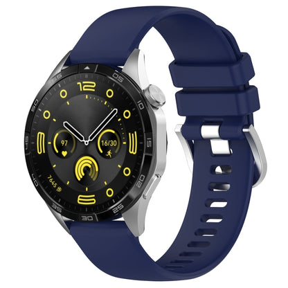 For Huawei Watch GT 5 Pro 42mm Liquid Glossy Silver Buckle Silicone Watch Band(Dark Blue) by bashfashion