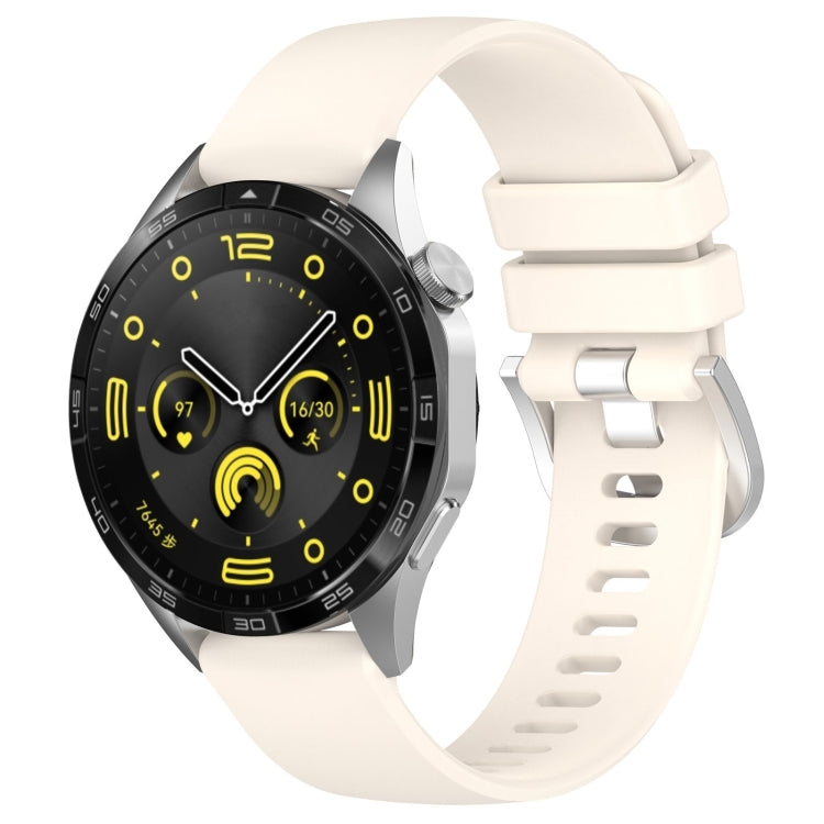 For Huawei Watch GT 5 Pro 42mm Liquid Glossy Silver Buckle Silicone Watch Band(Starlight) by bashfashion