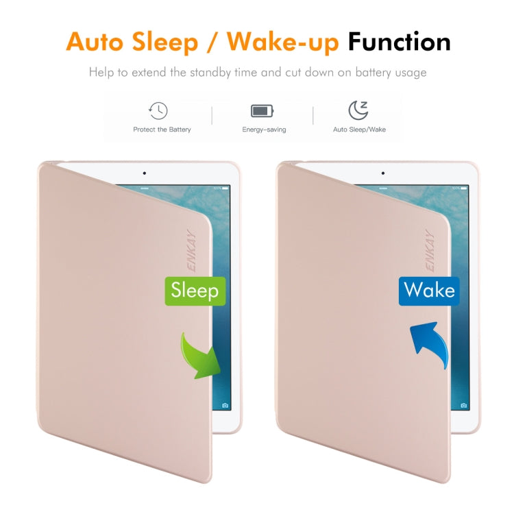 For iPad Air / Air 2 / 9.7 2017 / 2018 ENKAY 360 Rotation TPU Leather Smart Tablet Case with Pen Slot(Beige) by ENKAY