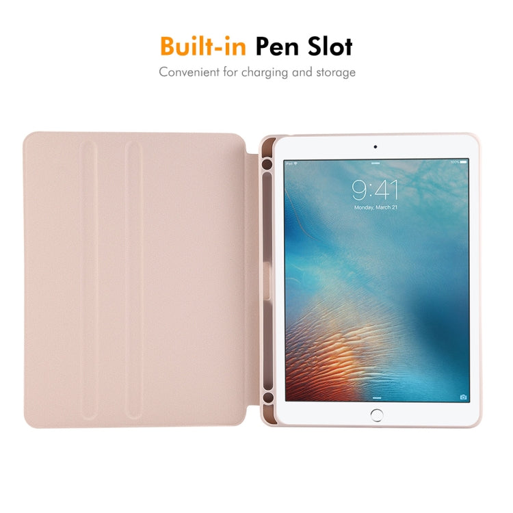 For iPad Air / Air 2 / 9.7 2017 / 2018 ENKAY 360 Rotation TPU Leather Smart Tablet Case with Pen Slot(Beige) by ENKAY