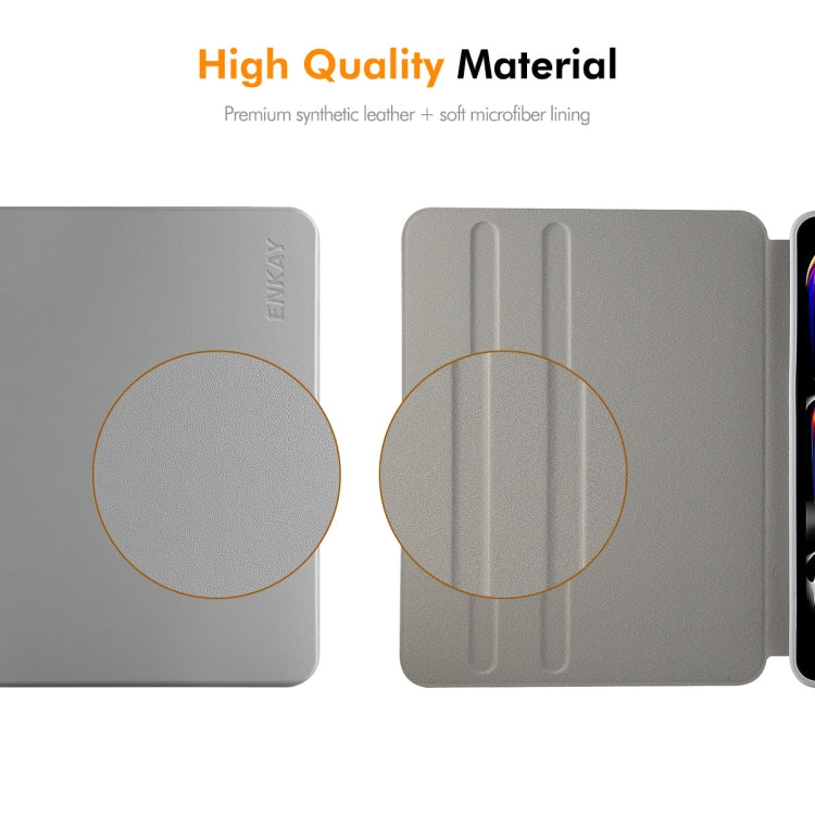 For iPad Air 11 2024 / 2025 / Air 10.9 2022 ENKAY 360 Rotation TPU Leather Smart Tablet Case with Pen Slot(Black) by ENKAY