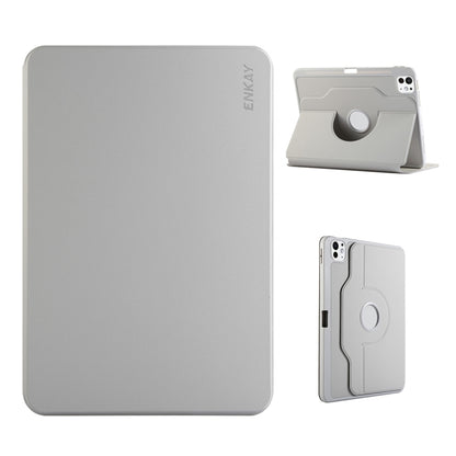 For iPad Pro 11 2022 / 2021 / 2020 ENKAY 360 Rotation TPU Leather Smart Tablet Case with Pen Slot(Grey) by ENKAY