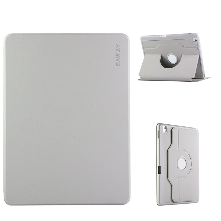 For iPad Air 10.5 / Pro 10.5 / 10.2 ENKAY 360 Rotation TPU Leather Smart Tablet Case with Pen Slot(Grey) by ENKAY