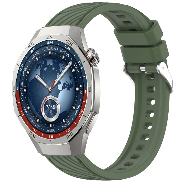 For Huawei Watch GT 5 Pro 46mm Line Texture Quick Release Silicone Watch Band(Dark Green) by bashfashion