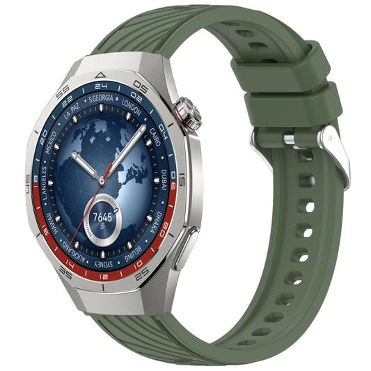 For Huawei Watch GT 5 Pro 46mm Line Texture Quick Release Silicone Watch Band(Dark Green) by bashfashion