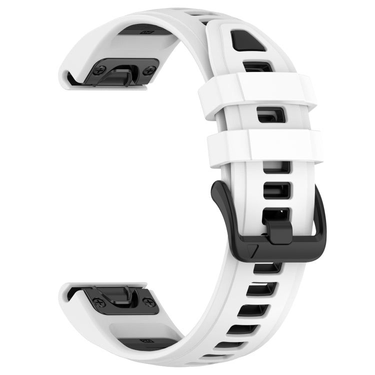 For Garmin Fenix 8 AMOLED 43mm Dual Color Quick Release Steel Buckle 20mm Silicone Watch Band(White+Black) by bashfashion