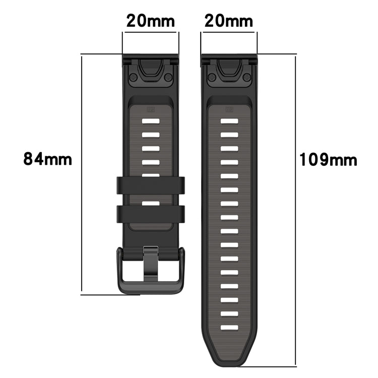 For Garmin Fenix 8 AMOLED 43mm Dual Color Quick Release Steel Buckle 20mm Silicone Watch Band(White+Black) by bashfashion