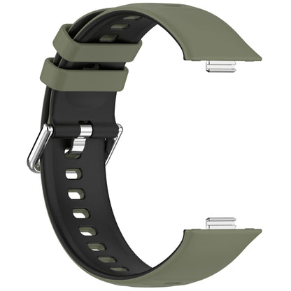 For Huawei Watch Fit3 Double Sided Contrast Color Silicone Watch Band(Dark Green Black) by bashfashion