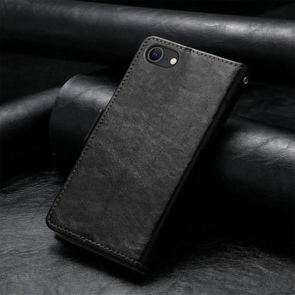 For iPhone 16e CaseNeo Splicing Dual Magnetic Buckle Leather Phone Case(Black) by bashfashion
