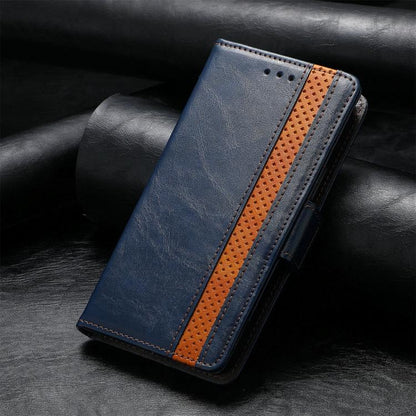 For iPhone 16e CaseNeo Splicing Dual Magnetic Buckle Leather Phone Case(Blue) by bashfashion