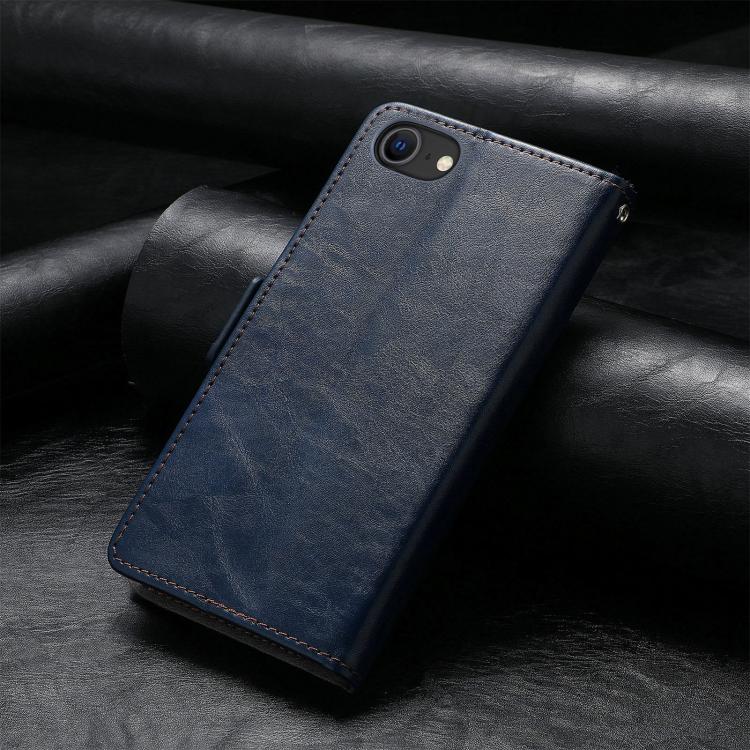 For iPhone 16e CaseNeo Splicing Dual Magnetic Buckle Leather Phone Case(Blue) by bashfashion