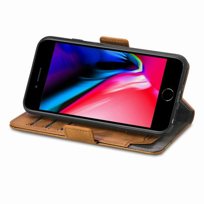 For iPhone 16e CaseNeo Splicing Dual Magnetic Buckle Leather Phone Case(Khaki) by bashfashion