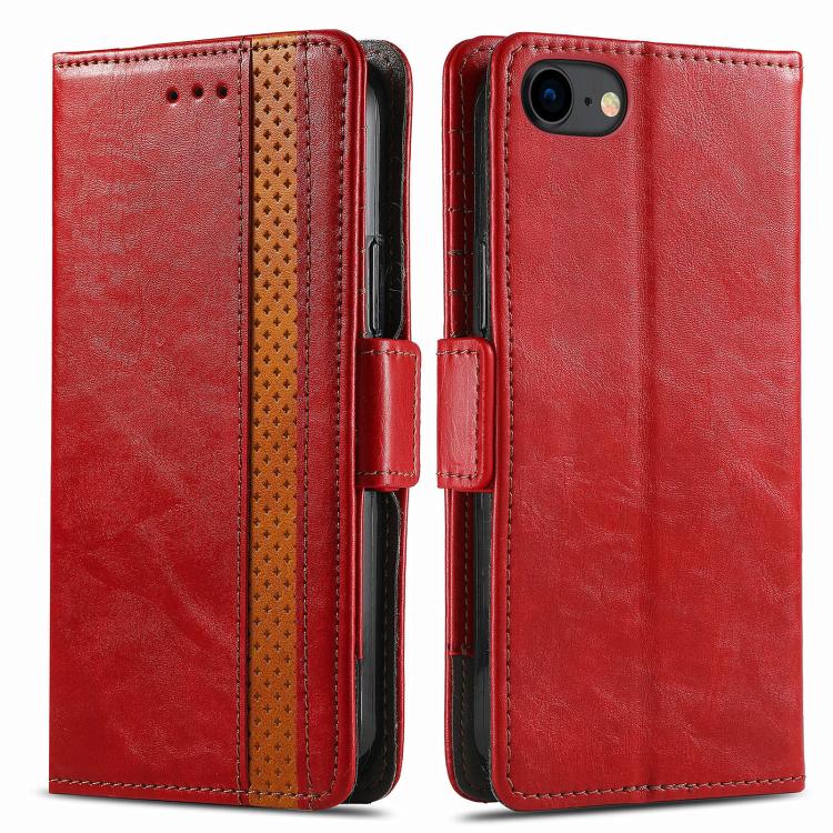 For iPhone 16e CaseNeo Splicing Dual Magnetic Buckle Leather Phone Case(Red) by bashfashion