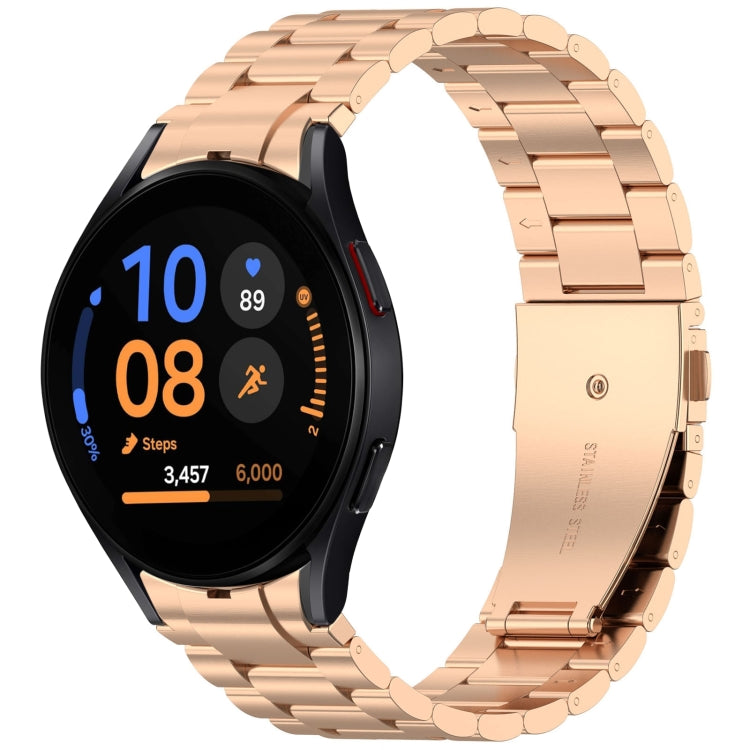 For Samsung Galaxy Watch FE 40mm Three Beads Button Quick Release Metal Watch Band(Rose Gold) by bashfashion