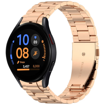 For Samsung Galaxy Watch FE 40mm Three Beads Button Quick Release Metal Watch Band(Rose Gold) by bashfashion