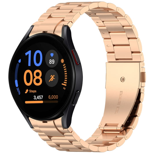 For Samsung Galaxy Watch FE 40mm Three Beads Button Quick Release Metal Watch Band(Rose Gold) by bashfashion