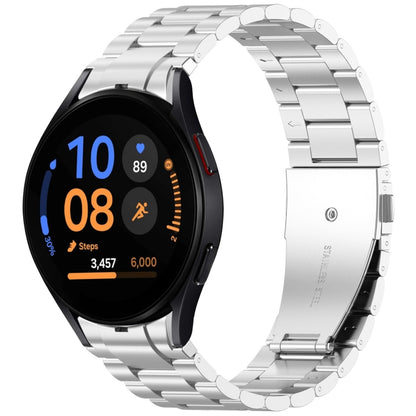 For Samsung Galaxy Watch FE 40mm Three Beads Button Quick Release Metal Watch Band(Silver) by bashfashion