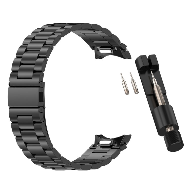 For Samsung Galaxy Watch 6 40 / 44mm Three Beads Button Quick Release Metal Watch Band(Black) by bashfashion
