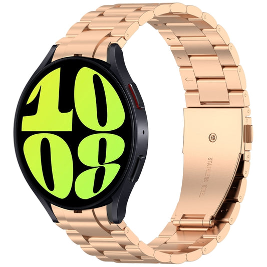 For Samsung Galaxy Watch 6 40 / 44mm Three Beads Button Quick Release Metal Watch Band(Rose Gold) by bashfashion