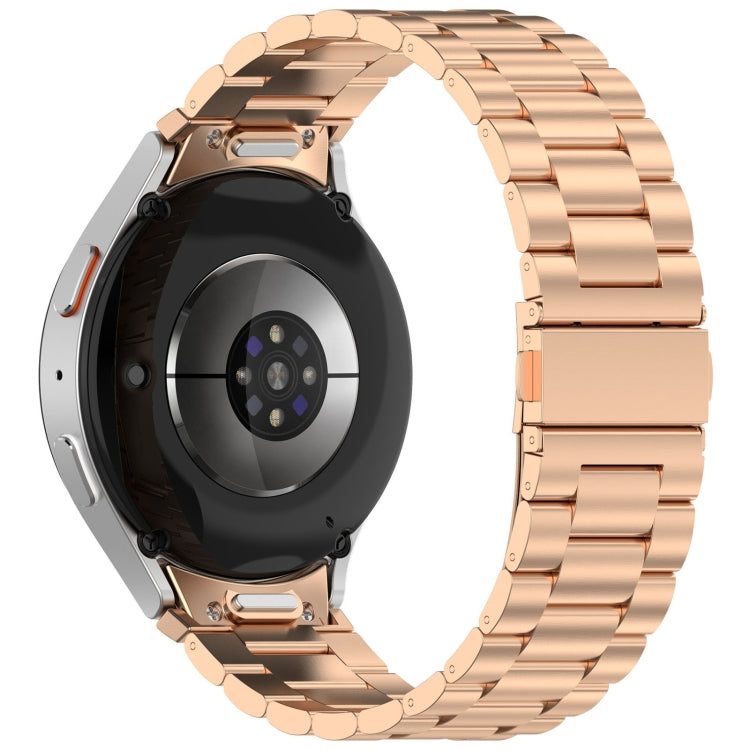 For Samsung Galaxy Watch 6 40 / 44mm Three Beads Button Quick Release Metal Watch Band(Rose Gold) by bashfashion