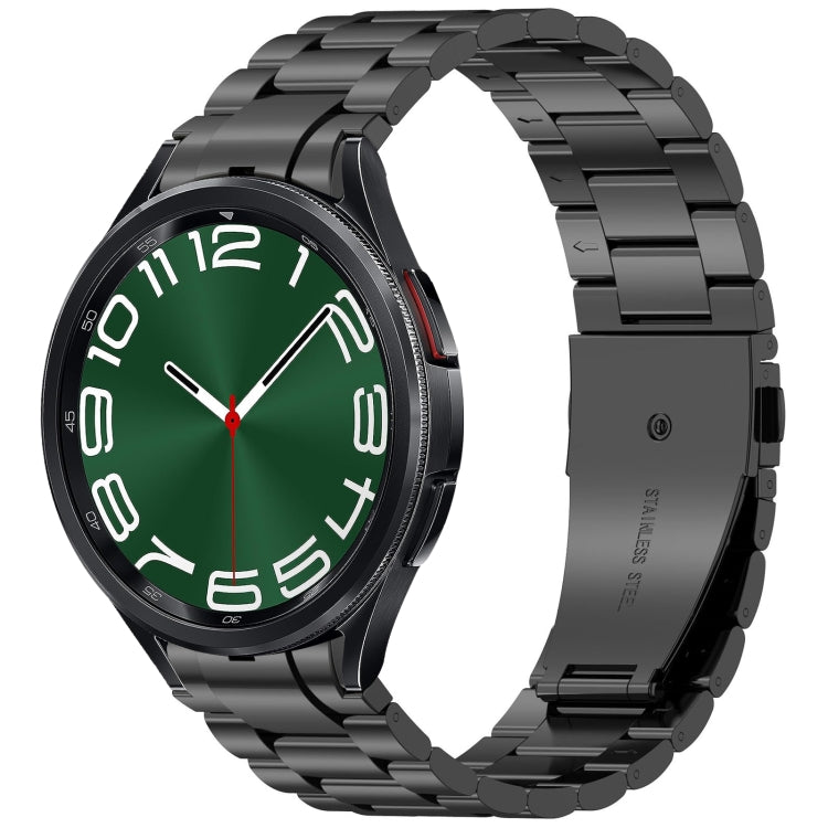 For Samsung Galaxy Watch 6 Classic 43 / 47mm Three Beads Button Quick Release Metal Watch Band(Black) by bashfashion