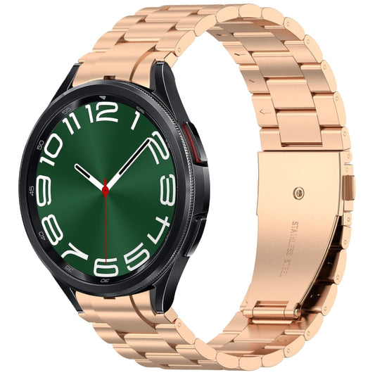 For Samsung Galaxy Watch 6 Classic 43 / 47mm Three Beads Button Quick Release Metal Watch Band(Rose Gold) by bashfashion