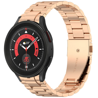 For Samsung Galaxy Watch 5 Pro Three Beads Button Quick Release Metal Watch Band(Rose Gold) by bashfashion