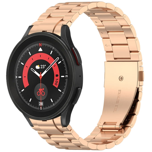 For Samsung Galaxy Watch 5 Pro Three Beads Button Quick Release Metal Watch Band(Rose Gold) by bashfashion