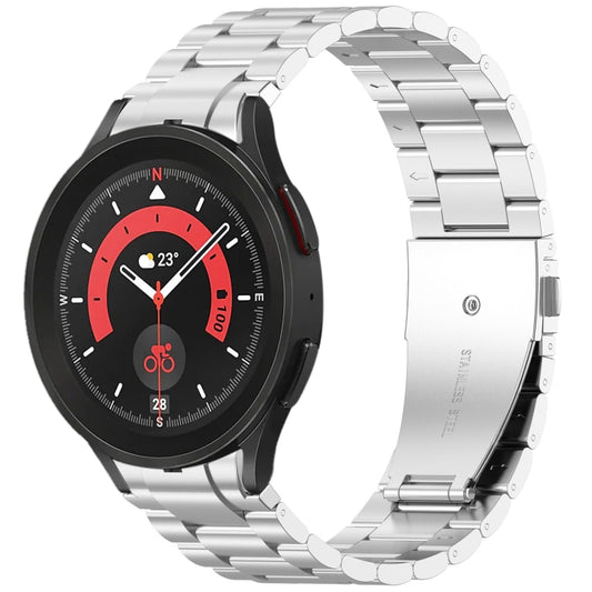 For Samsung Galaxy Watch 5 Pro Three Beads Button Quick Release Metal Watch Band(Silver) by bashfashion