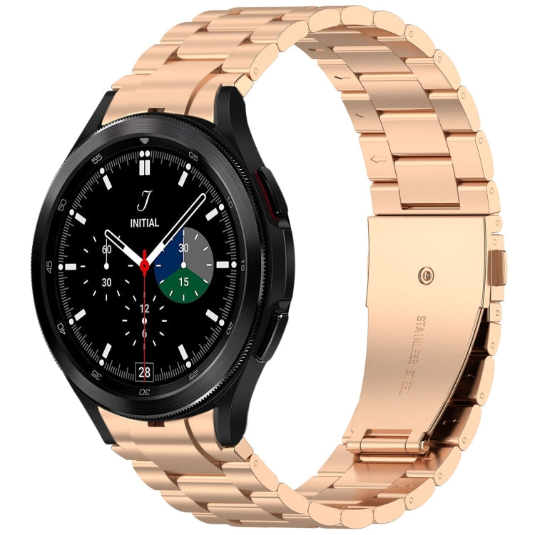 For Samsung Galaxy Watch4 Classic 42 / 46mm Three Beads Button Quick Release Metal Watch Band(Rose Gold) by bashfashion