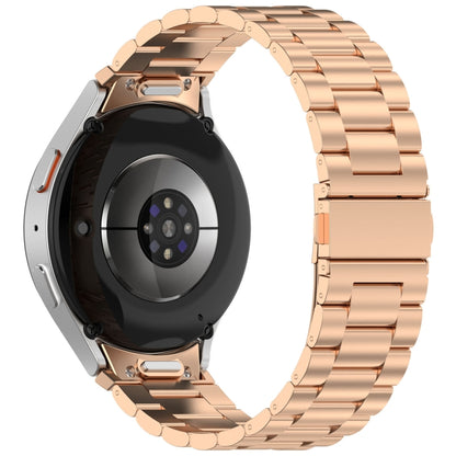 For Samsung Galaxy Watch4 Classic 42 / 46mm Three Beads Button Quick Release Metal Watch Band(Rose Gold) by bashfashion