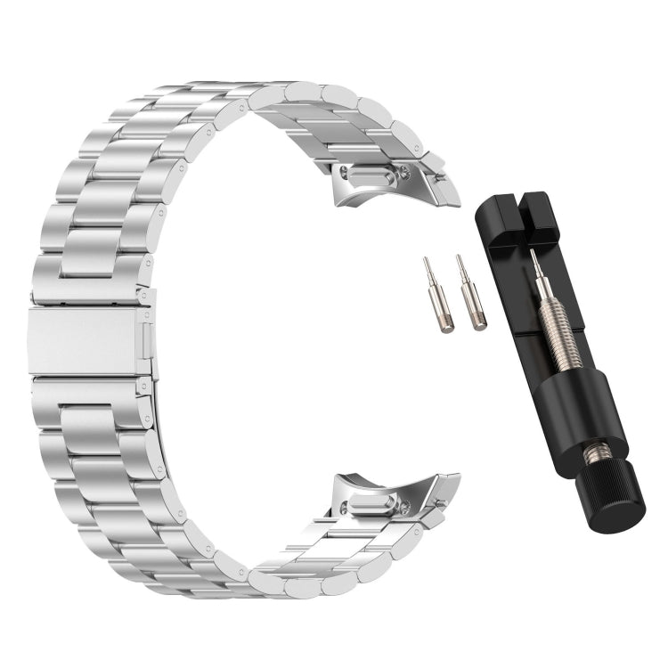 For Samsung Galaxy Watch4 Classic 42 / 46mm Three Beads Button Quick Release Metal Watch Band(Silver) by bashfashion