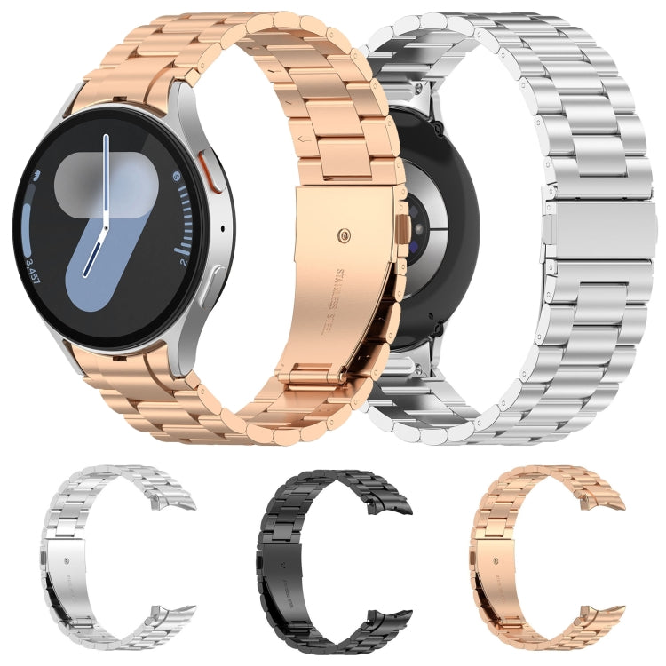 For Samsung Galaxy Watch 5 Pro Three Beads Button Quick Release Metal Watch Band(Rose Gold) by bashfashion