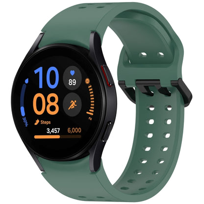 For Samsung Galaxy Watch FE 40mm Diplopore Button Quick Release Silicone Watch Band(Dark Green) by bashfashion