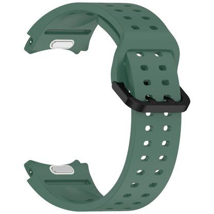 For Samsung Galaxy Watch FE 40mm Diplopore Button Quick Release Silicone Watch Band(Dark Green) by bashfashion