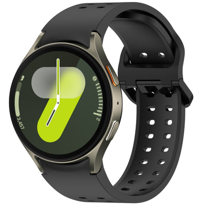 For Samsung Galaxy Watch 7 40 / 44mm Diplopore Button Quick Release Silicone Watch Band(Black) by bashfashion