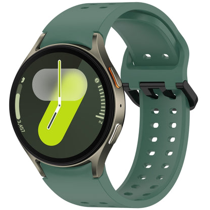 For Samsung Galaxy Watch 7 40 / 44mm Diplopore Button Quick Release Silicone Watch Band(Dark Green) by bashfashion