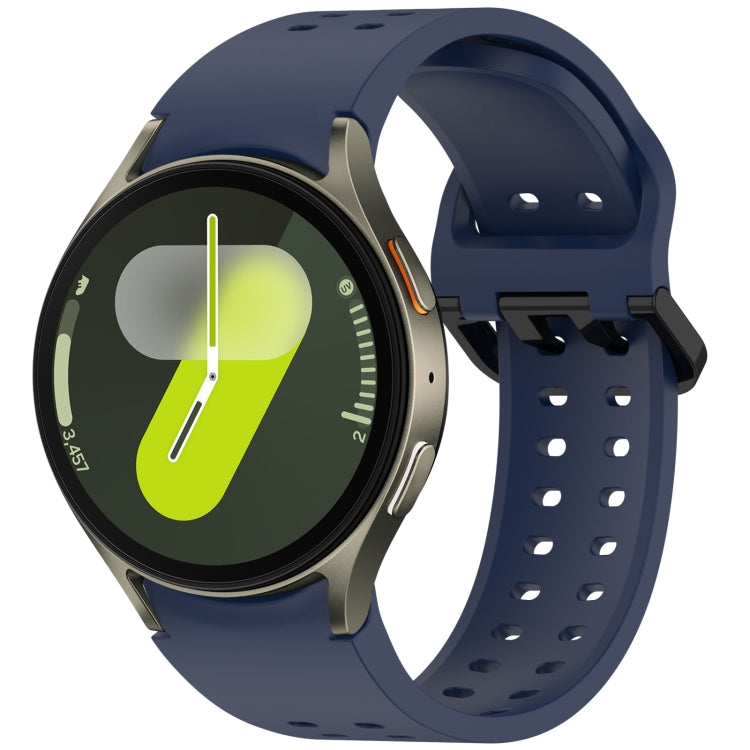 For Samsung Galaxy Watch 7 40 / 44mm Diplopore Button Quick Release Silicone Watch Band(Midnight Blue) by bashfashion