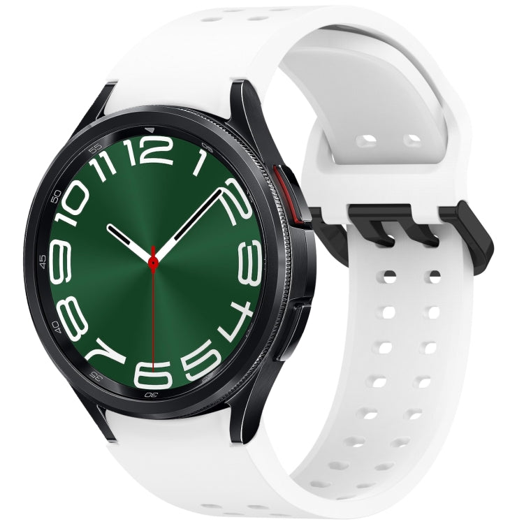 For Samsung Galaxy Watch 6 Classic 43 / 47mm Diplopore Button Quick Release Silicone Watch Band(White) by bashfashion