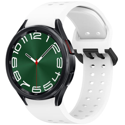 For Samsung Galaxy Watch 6 Classic 43 / 47mm Diplopore Button Quick Release Silicone Watch Band(White) by bashfashion