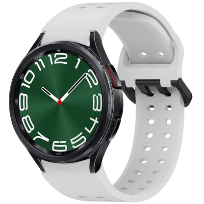 For Samsung Galaxy Watch 6 Classic 43 / 47mm Diplopore Button Quick Release Silicone Watch Band(Gray) by bashfashion