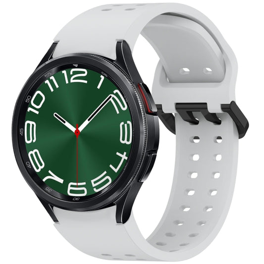 For Samsung Galaxy Watch 6 Classic 43 / 47mm Diplopore Button Quick Release Silicone Watch Band(Gray) by bashfashion