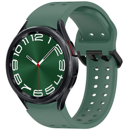 For Samsung Galaxy Watch 6 Classic 43 / 47mm Diplopore Button Quick Release Silicone Watch Band(Dark Green) by bashfashion