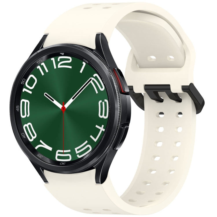 For Samsung Galaxy Watch 6 Classic 43 / 47mm Diplopore Button Quick Release Silicone Watch Band(Star White) by bashfashion