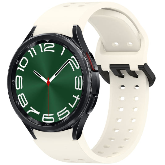 For Samsung Galaxy Watch 6 Classic 43 / 47mm Diplopore Button Quick Release Silicone Watch Band(Star White) by bashfashion