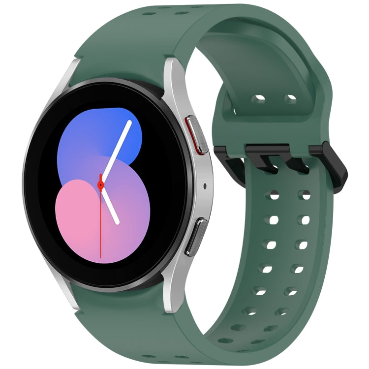 For Samsung Galaxy Watch 5 40 / 44mm Diplopore Button Quick Release Silicone Watch Band(Dark Green) by bashfashion