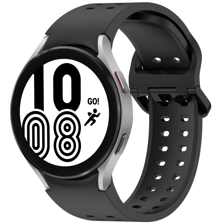 For Samsung Galaxy Watch 4 40 / 44mm Diplopore Button Quick Release Silicone Watch Band(Black) by bashfashion