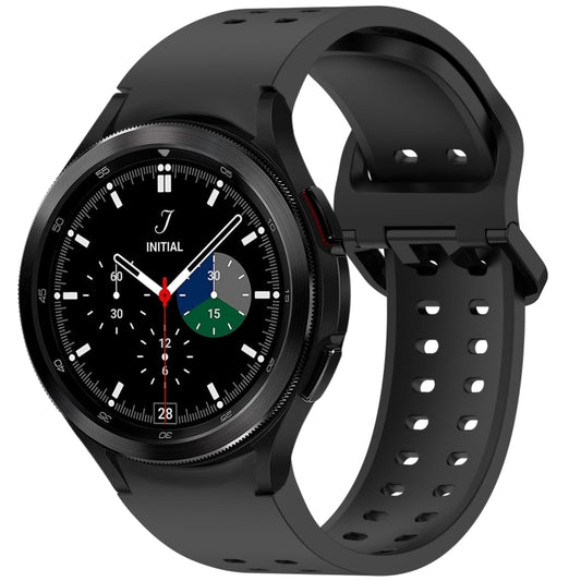 For Samsung Galaxy Watch 4 Classic 42 / 46mm Diplopore Button Quick Release Silicone Watch Band(Black) by bashfashion